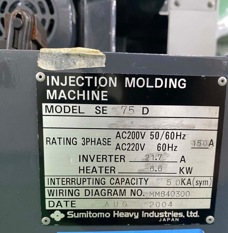 Sumitomo SE 75 D Injection Molding Machine