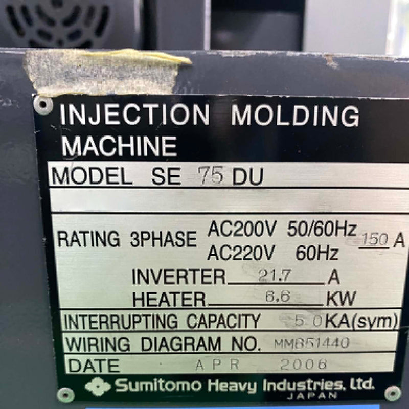 Sumitomo SE 75 DU Injection Molding Machine