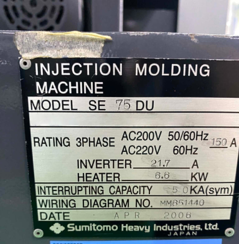 Sumitomo SE 75 DU Injection Molding Machine