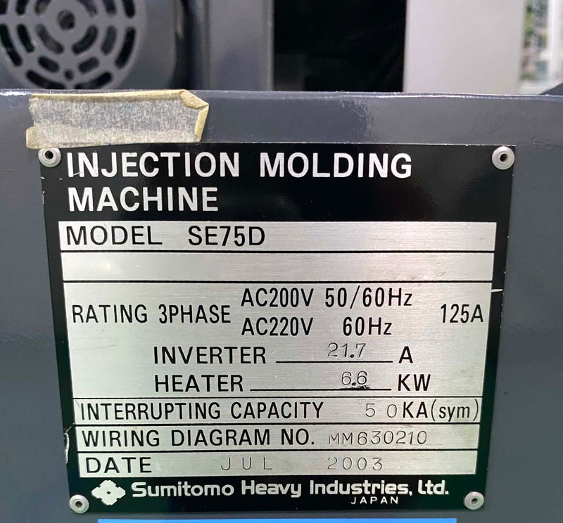 Sumitomo SE 75 D Injection Molding Machine
