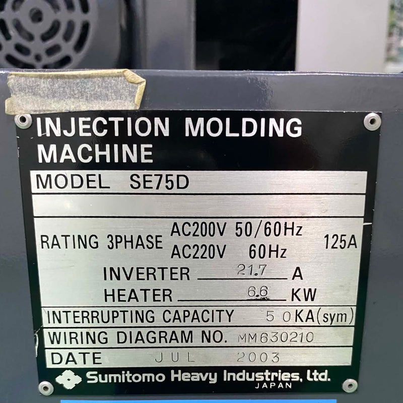 Sumitomo SE 75 D Injection Molding Machine