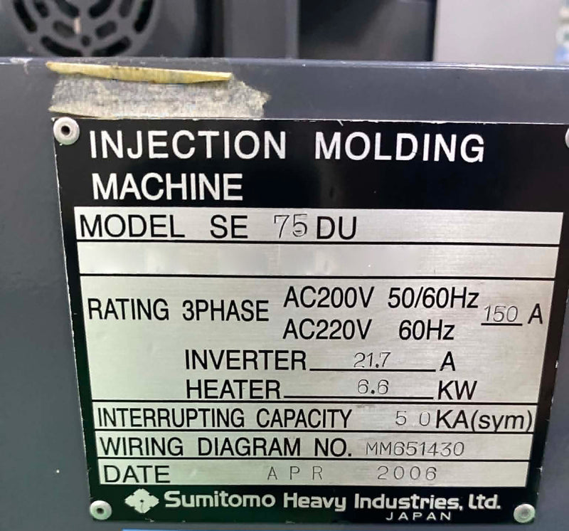 Sumitomo SE 75 DU Injection Molding Machine