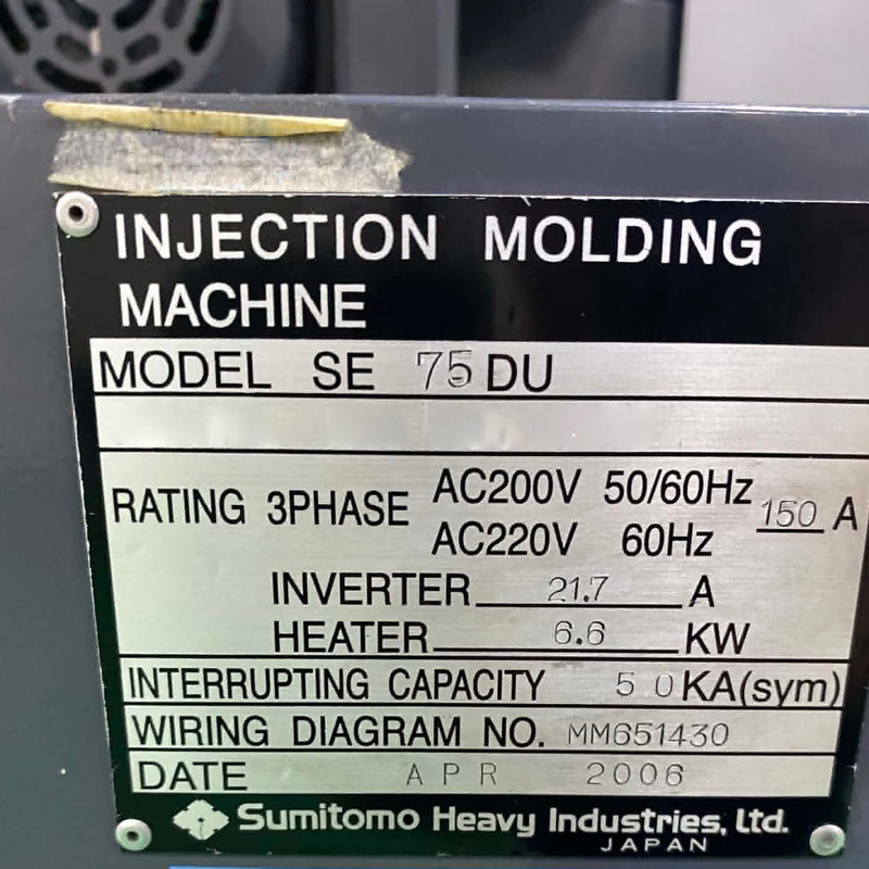Sumitomo SE 75 DU Injection Molding Machine