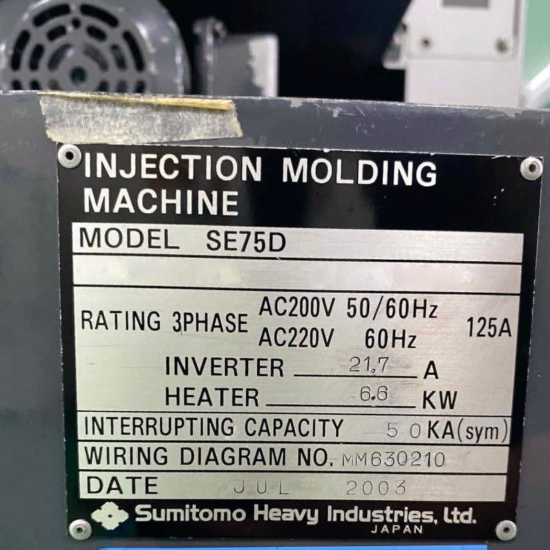 Sumitomo SE 75 D Injection Molding Machine