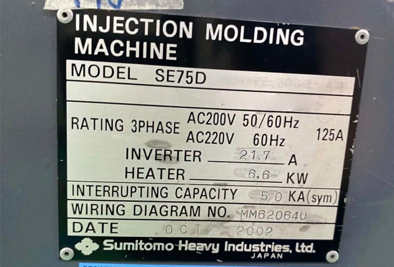 Sumitomo SE 75 D Injection Molding Machine