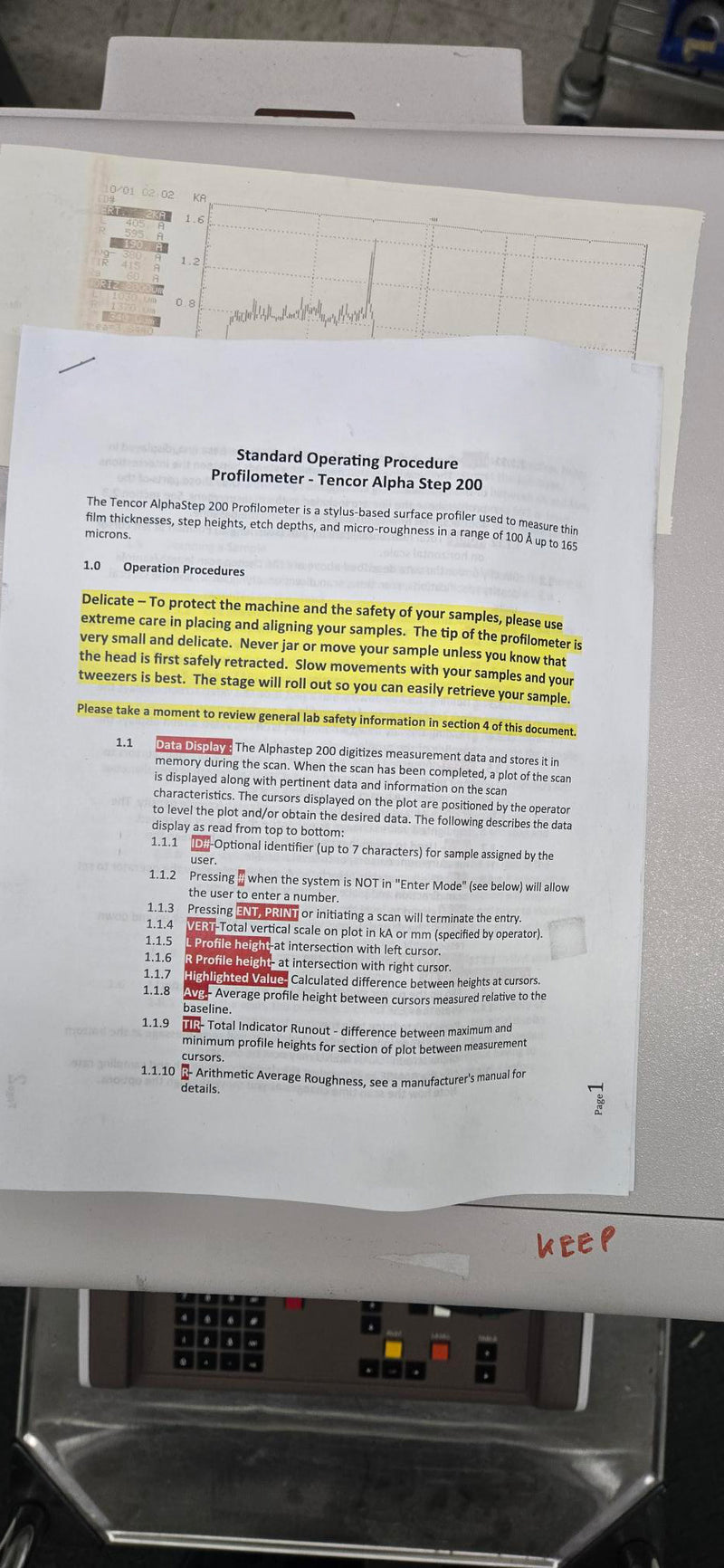 KLA Alpha Step 200 Profilometer