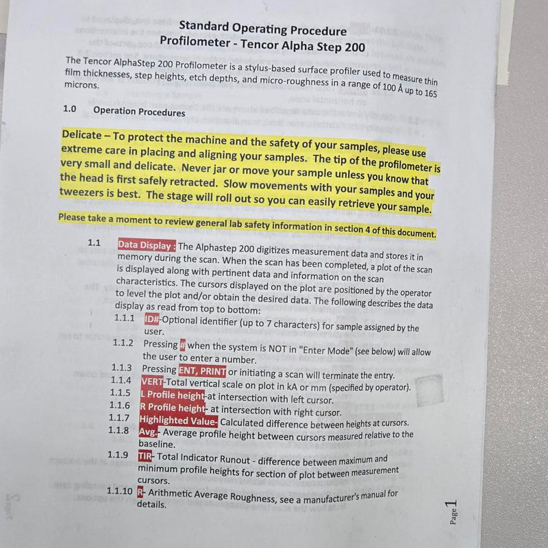 KLA Alpha Step 200 Profilometer