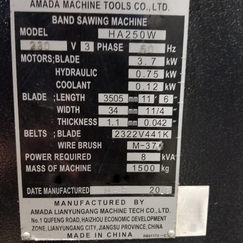 Amada HA 250 W Saw