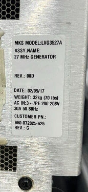 MKS LVG 3527 A RF Generator