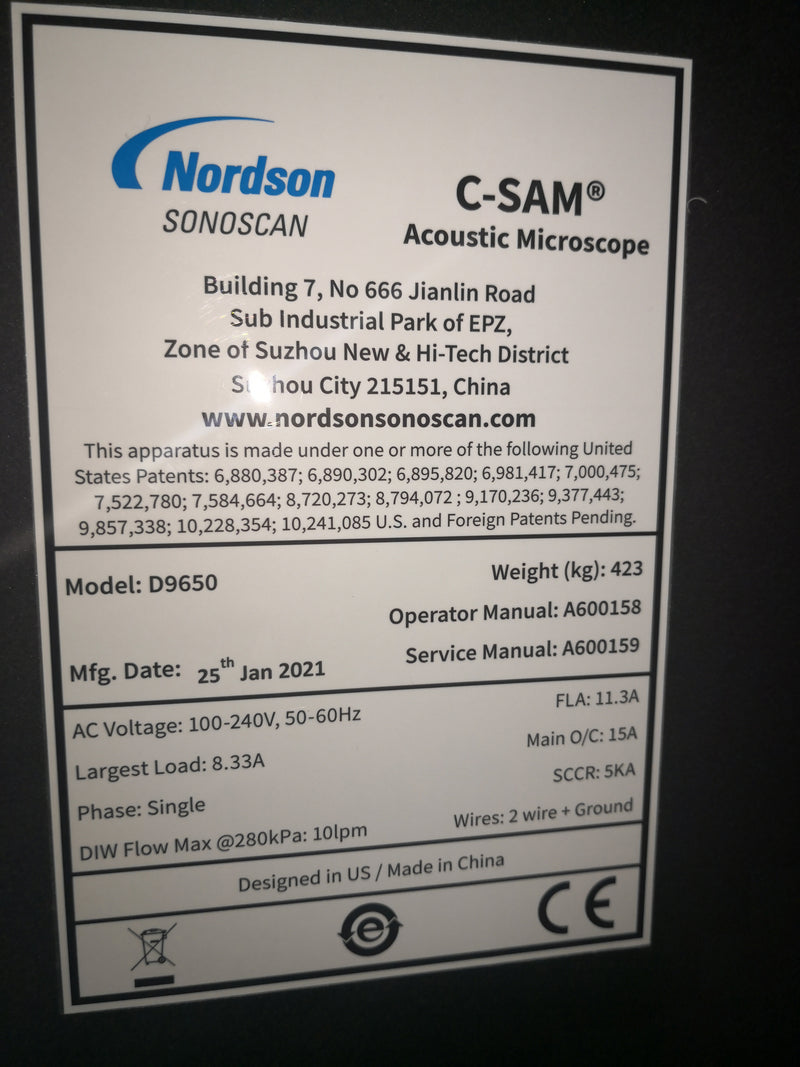 Nordson / Sonoscan D 9650 C-SAM Acoustic Microscope
