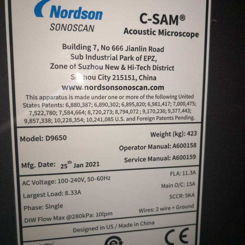 Nordson / Sonoscan D 9650 C-SAM Acoustic Microscope