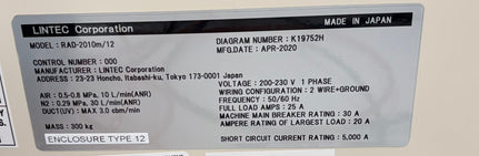 Lintec RAD 2010 M / 12 UV Irradiator