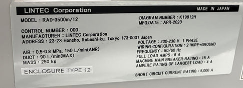 Lintec RAD 3500 M / 12 Wafer Mounter