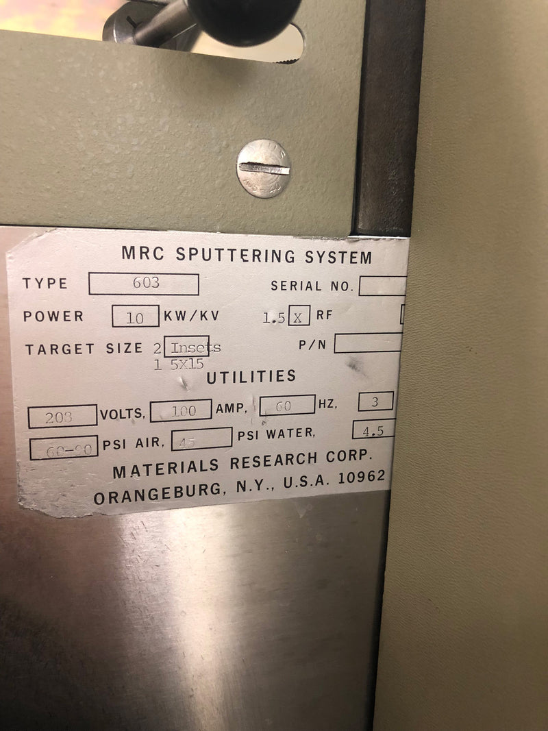 MRC 603 Sputtering System