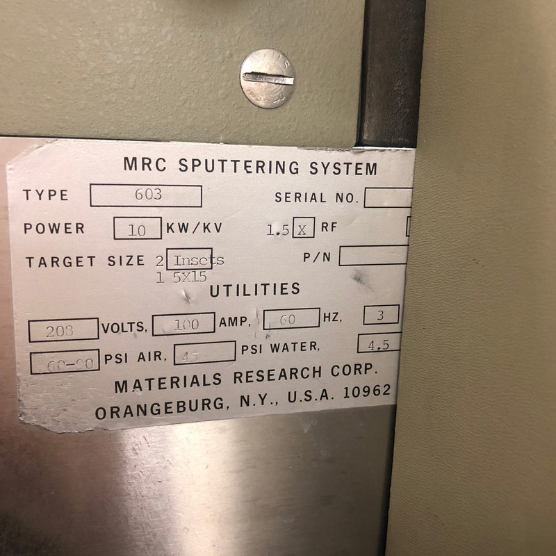 MRC 603 Sputtering System