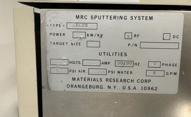MRC P 603 Sputtering System