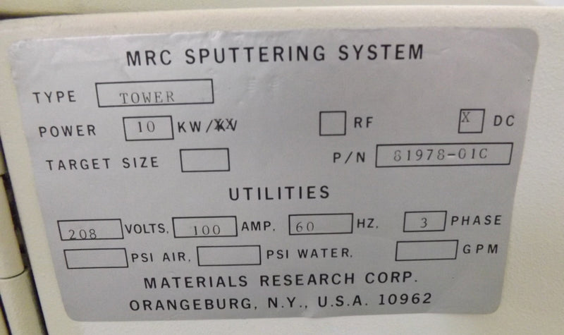 MRC 943 H Sputtering System