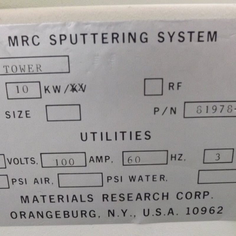 MRC 943 H Sputtering System