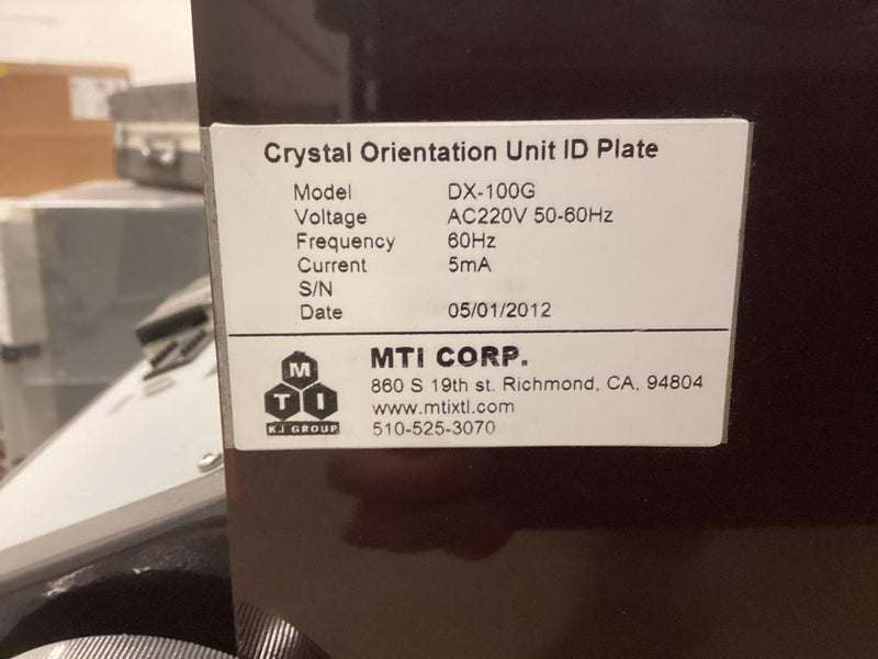 MTI DX 100 G Crystal Orientation Unit