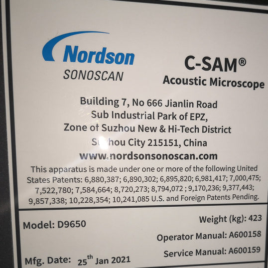 Nordson / Sonoscan D 9650 C-SAM Acoustic Microscope