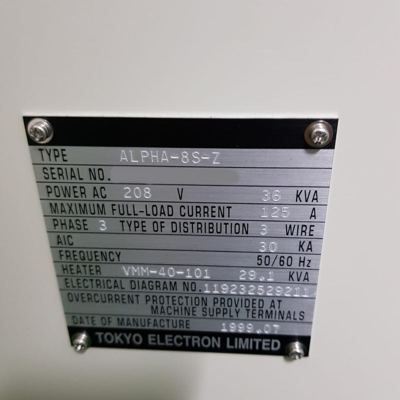 Tel Alpha 8 S Z SiN Furnace