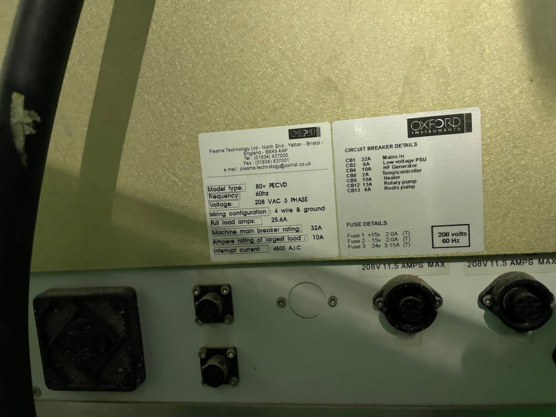 Oxford Plasmalab 80 Plus PECVD (Plasma-Enhanced Chemical Vapor Deposition)