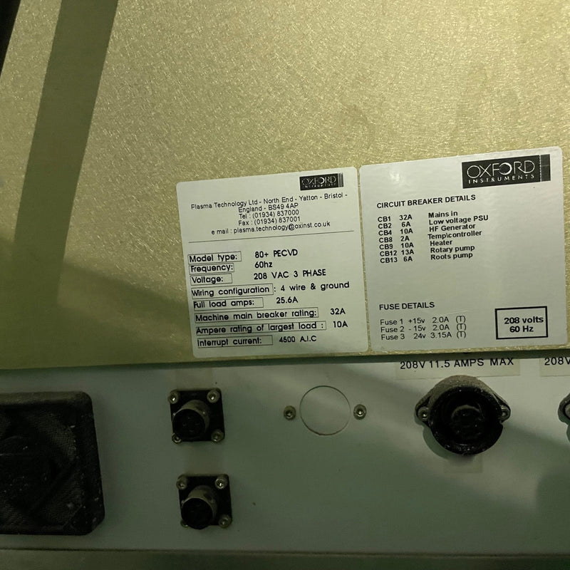 Oxford Plasmalab 80 Plus PECVD (Plasma-Enhanced Chemical Vapor Deposition)