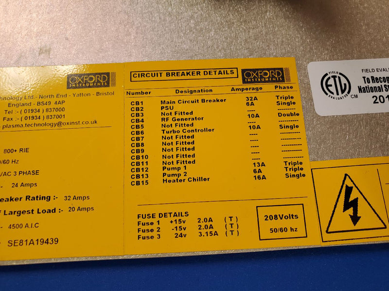 Oxford Plasmalab 800 Plus RIE (Reactive Ion Etcher)