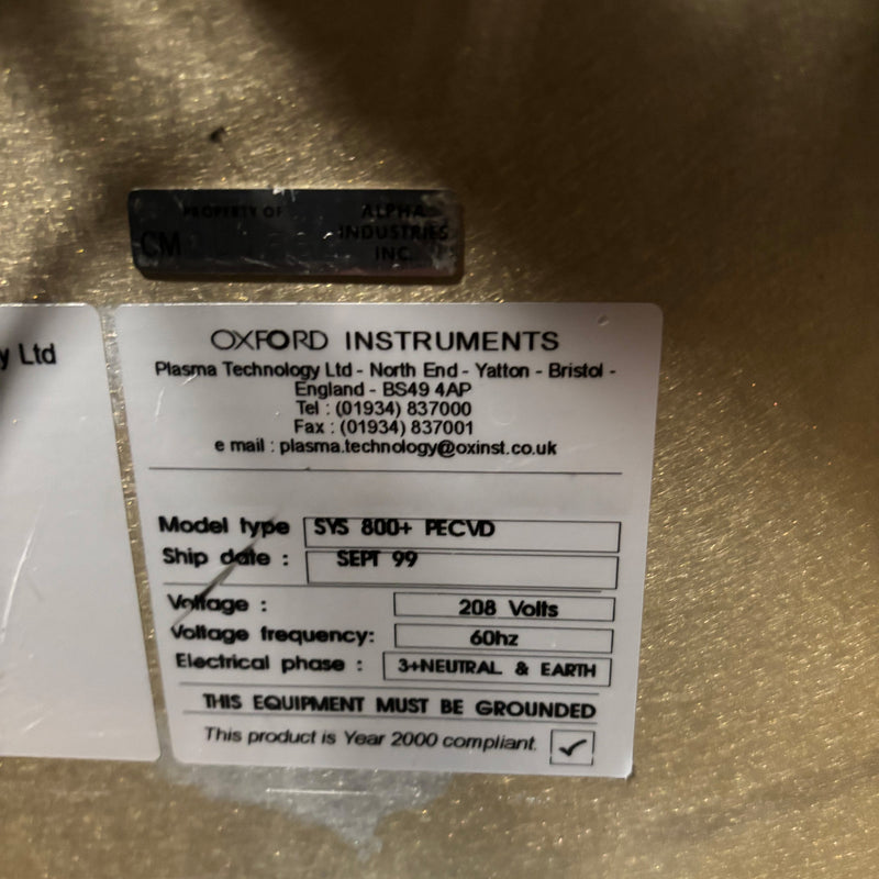 Oxford 800 PECVD (Plasma-Enhanced Chemical Vapor Deposition)
