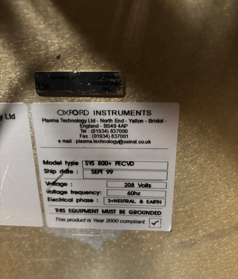 Oxford 800 PECVD (Plasma-Enhanced Chemical Vapor Deposition)