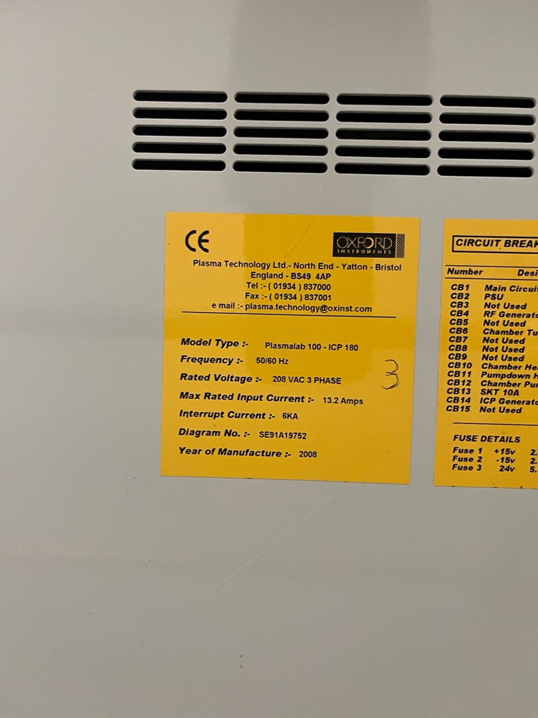 Oxford Plasmalab 100 ICP 180 Etcher