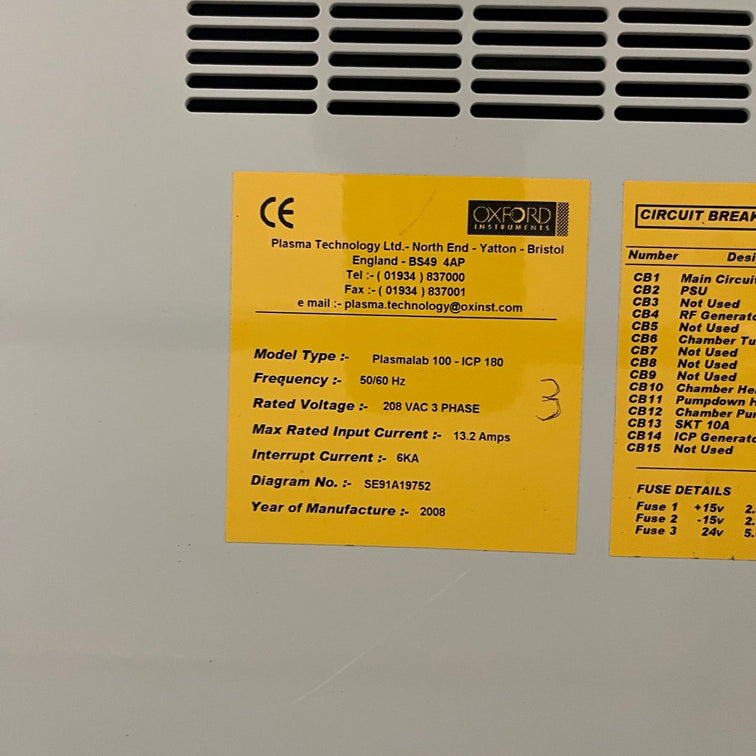 Oxford Plasmalab 100 ICP 180 Etcher