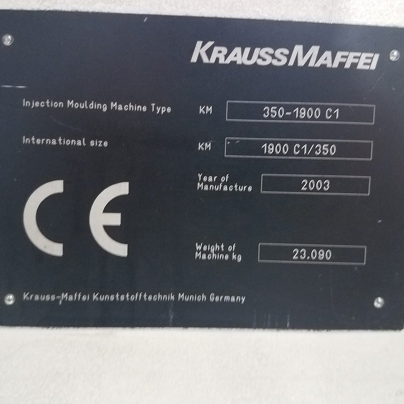 Krauss Maffei 350 1900 C 1 Injection Molding Machine