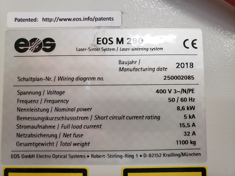 EOS M 290 Metal 3D Printer