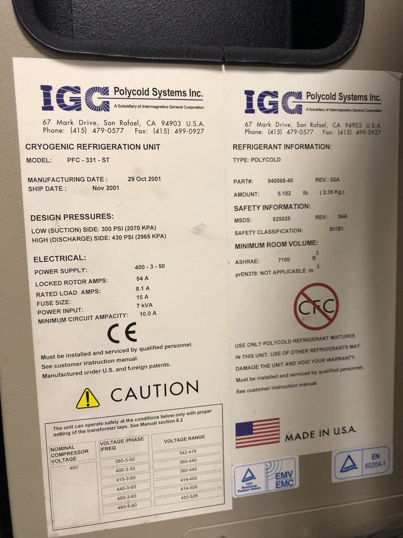 Polycold PFC 331 ST Cryogenic Refrigeration Unit