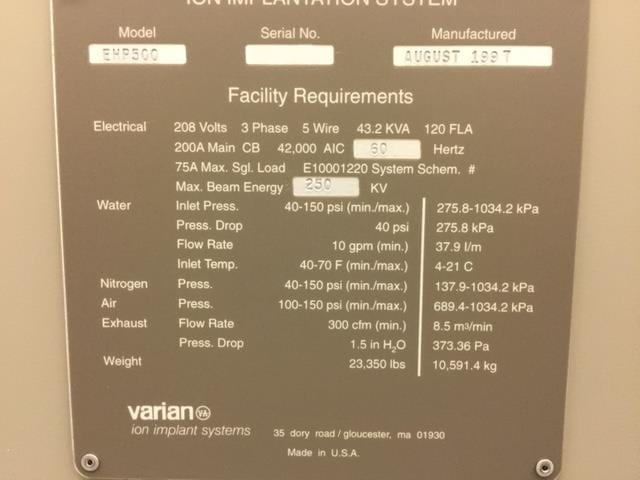 Varian EHP 500 Ion Implanter