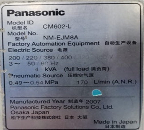 Panasonic CM 602 L Pick and Place