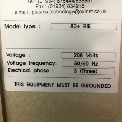 Oxford Plasmalab 80 Plus RIE-PECVD (Reactive Ion Etcher - Plasma-Enhanced Chemical Vapor Deposition)