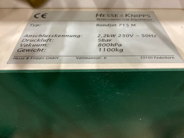 Hesse & Knipps (H&K) Bondjet 715 M Bonder