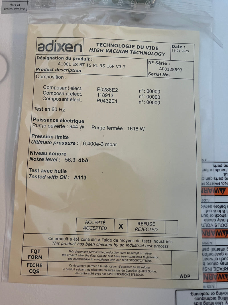Pfeiffer / Adixen A 100 L Vacuum Pump