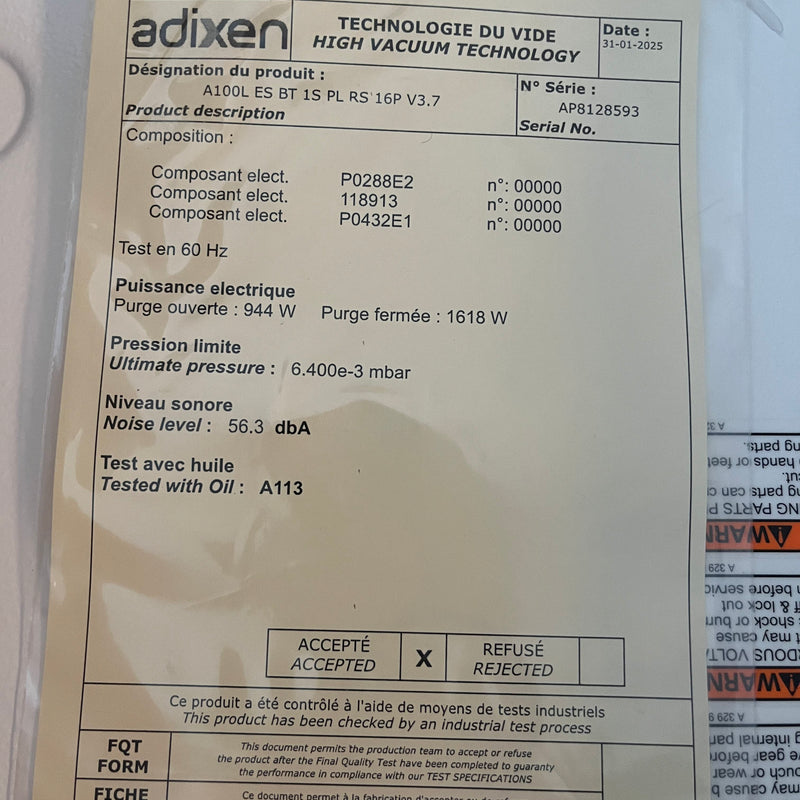 Pfeiffer / Adixen A 100 L Vacuum Pump