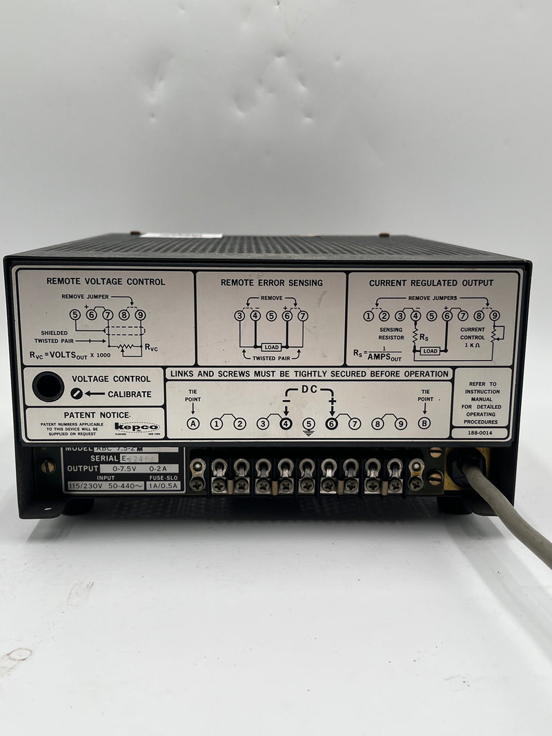 Kepco ABC 7.5 2 M DC Power Supply