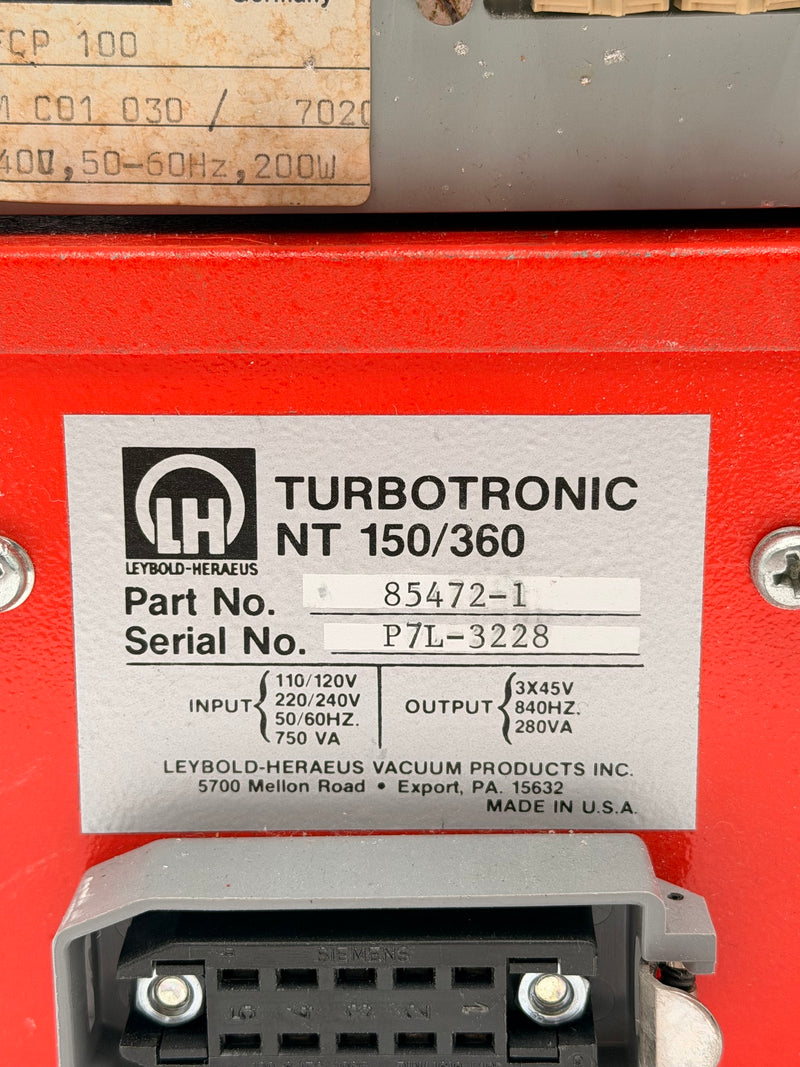 Leybold Heraeus NT 150 360 Power Supply / Controller