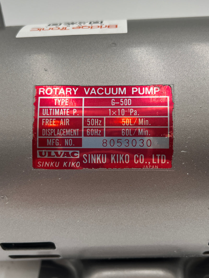 Ulvac G 50 D Rotary Vacuum Pump