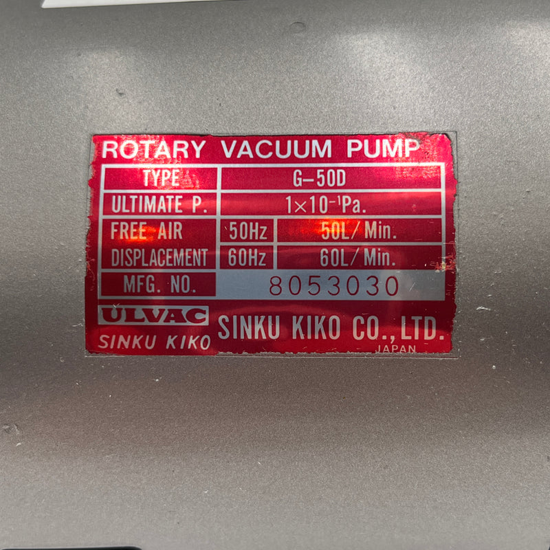 Ulvac G 50 D Rotary Vacuum Pump