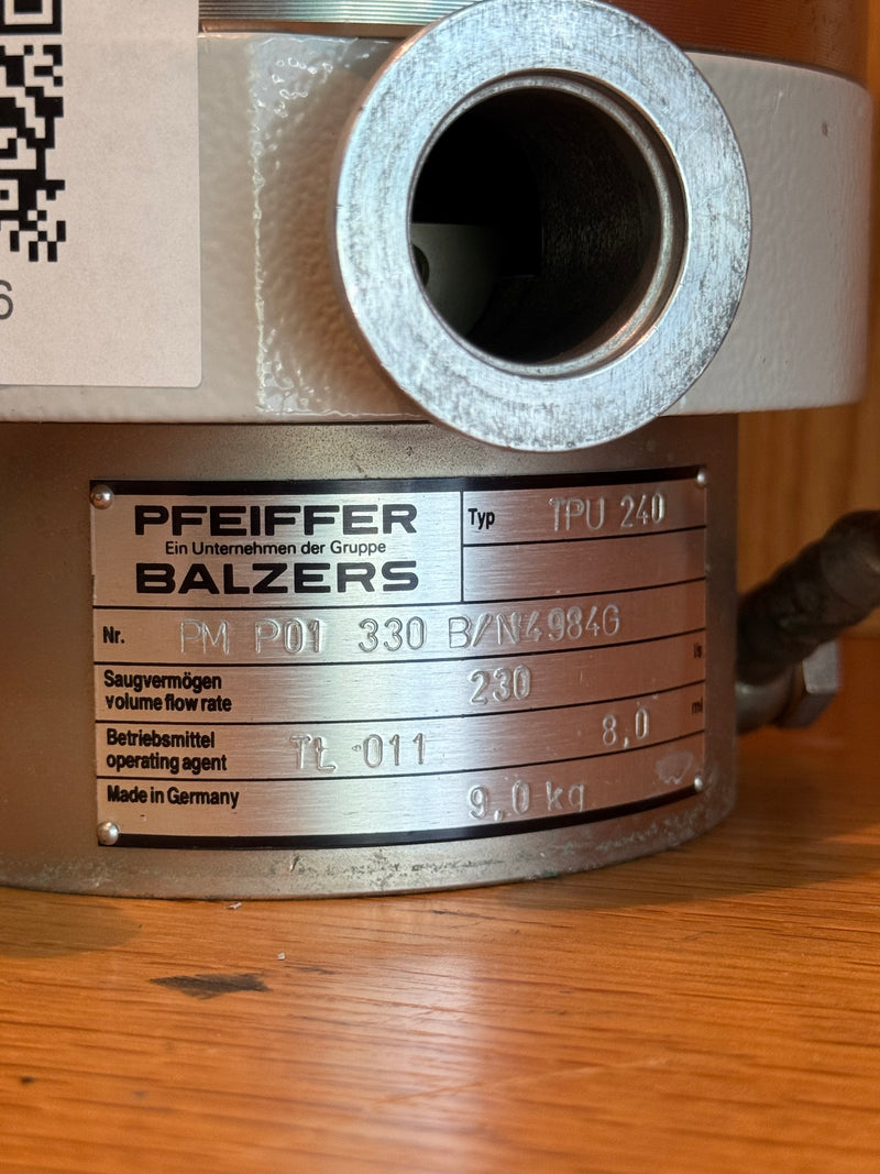 Balzers Pfeiffer TPU 240 Turbomolecular Pump