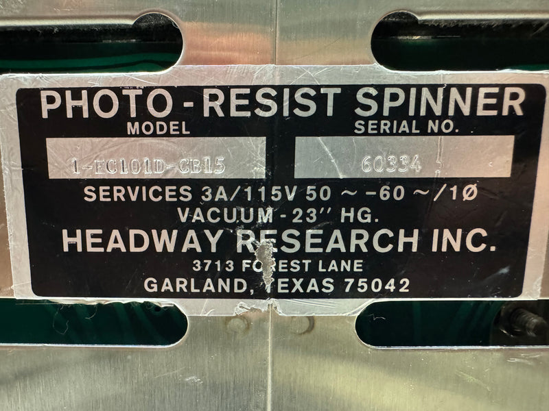 Headway 1 EC 101 D CB 15 Photoresist Spinner
