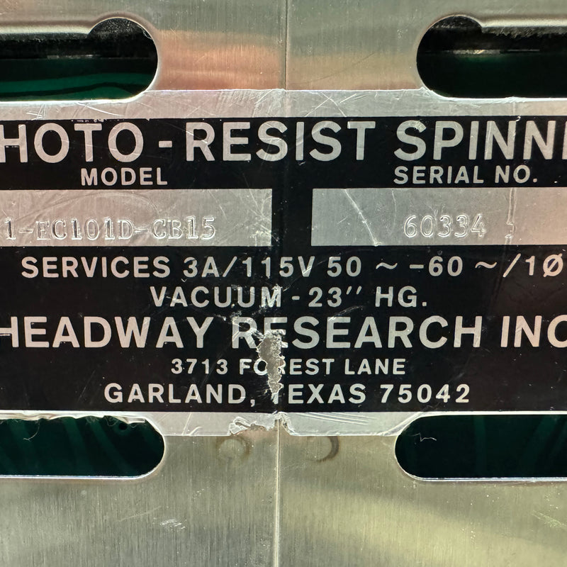 Headway 1 EC 101 D CB 15 Photoresist Spinner