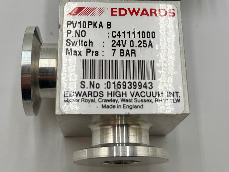 Edwards PV 10 PKA B Right Angle Vacuum Valve