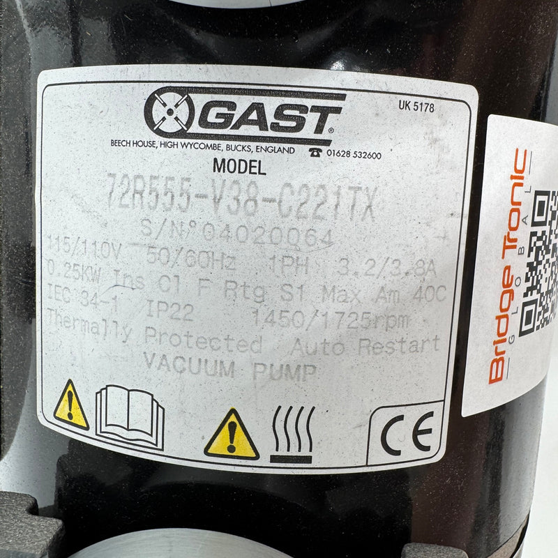 Gast 72 R 555 V 38 C 221 TX Vacuum Pump